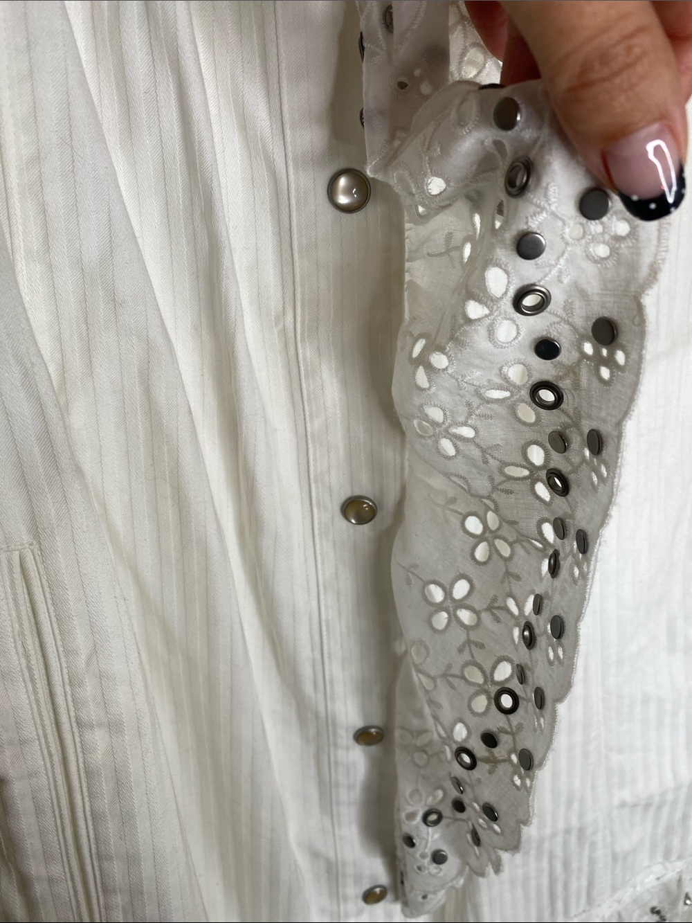 Coach White Ruffle Eyelet Sleeveless Mini Dress - Picture 4 of 7